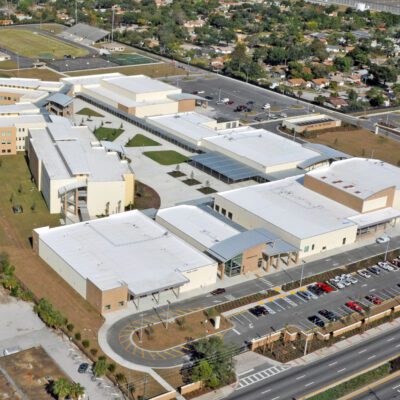aerial view of Evans High School