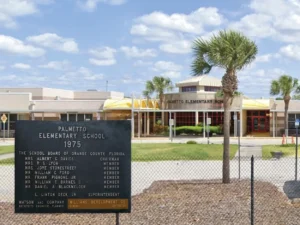 Palmetto Elementary with plaque
