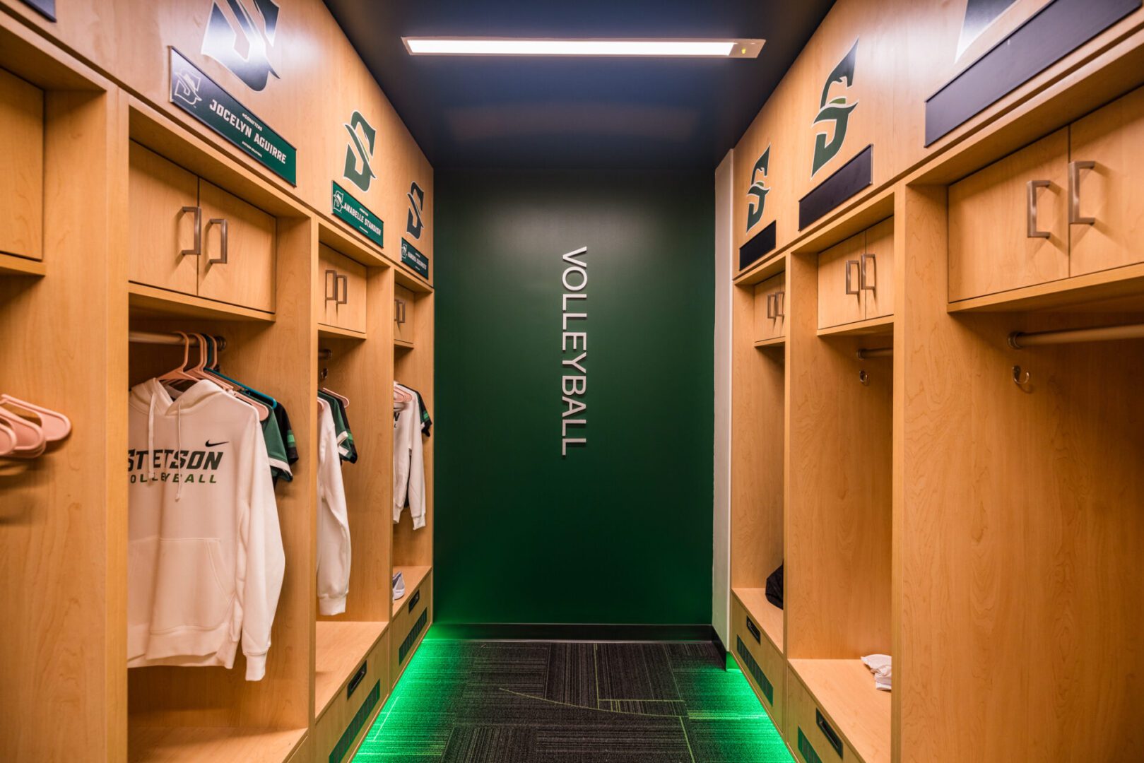 Stetson volleyball team locker room.